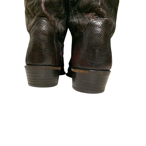 Dan Post Black Cherry Lizard Cowboy Boots Size 10D | Vintage Exotic Western Boot